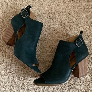 Lucky Brand “LK Oona” Heeled Booties in Dark Cyan